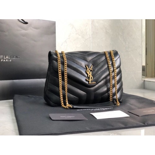 Yves Saint Laurent Sac fourre-tout en cuir de veau Noir 464678 Matériel doré