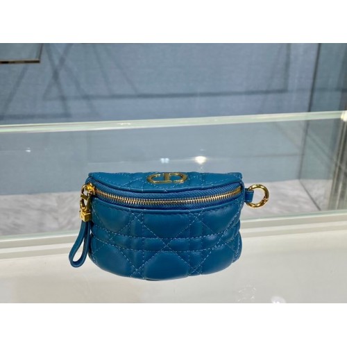 PORTE-MONNAIE DEMI-LUNE AMOVIBLE DIOR CARO S5033U BLEU