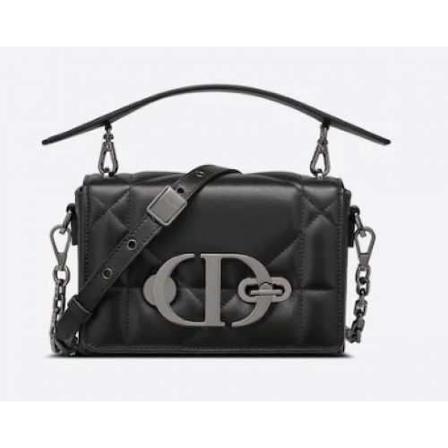 SAC DIOR 30 MONTAIGNE BOX AVEC POIGNÉE Agneau Maxicannage Noir M9218B