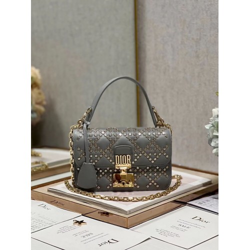 SAC DIOR Lucky Star Agneau Cannage C2628 gris