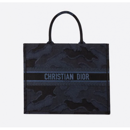 SAC EN TOILE BRODÉE DIOR BLEU DIOR BOOK TOTE CAMOUFLAGE M1286