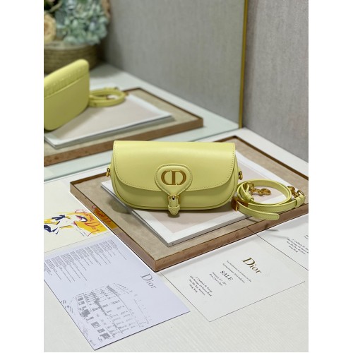 SAC DIOR BOBBY EAST-WEST Cuir de veau Box M9317S Citron