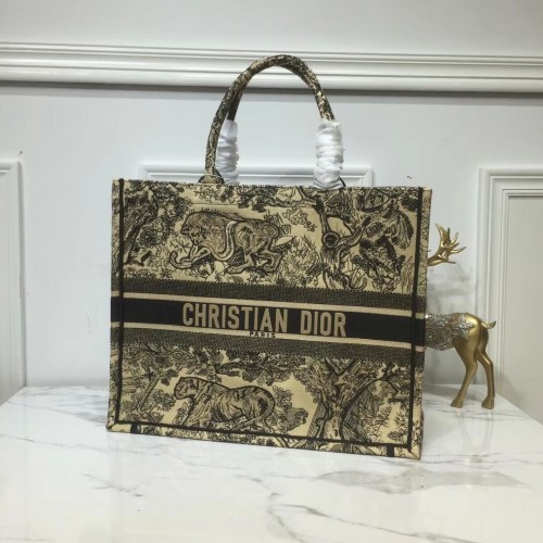 DIOR BOOK TOTE BAG EN TOILE BRODÉE C1286 Jaune