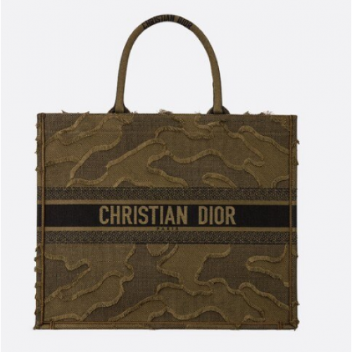 DIOR BOOK TOTE BAG EN TOILE BRODÉE C1286 vert