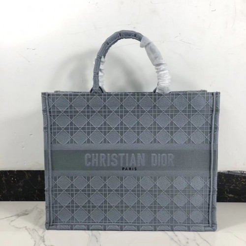 DIOR BOOK TOTE BAG EN TOILE BRODÉE C1286 bleu gris