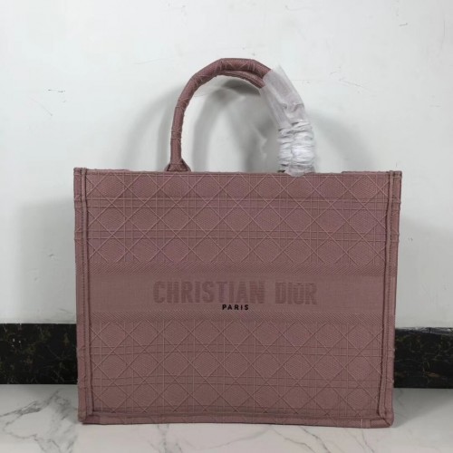 DIOR BOOK TOTE BAG EN TOILE BRODÉE C1286 rose