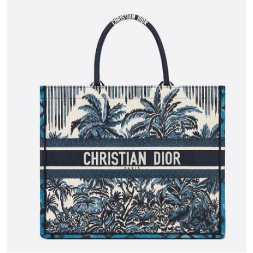 DIOR BOOK TOTE Bleu Broderie Palmiers Dior M1286