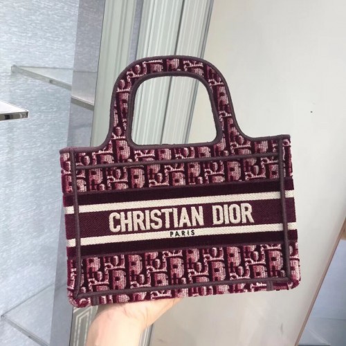 DIOR BOOK TOTE Velours Brodé Dior Oblique Bordeaux M1286Z