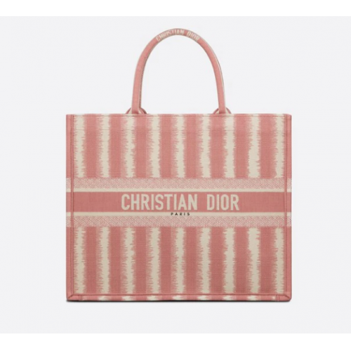 DIOR BOOK TOTE D-Stripes Broderie M1286 Rose
