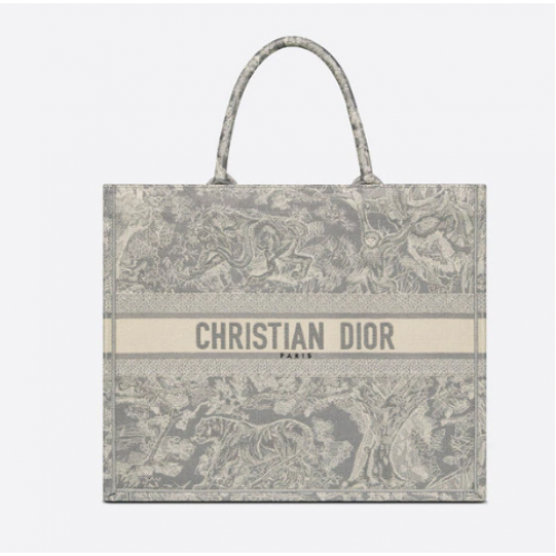 DIOR BOOK TOTE Gris Toile de Jouy Broderie inversée M1286ZR