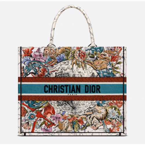 DIOR BOOK TOTE Latte Multicolore Dior Constellation Broderie M1286Z