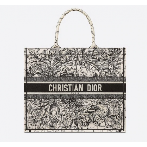 DIOR BOOK TOTE Latte Multicolore Dior Zodiac Broderie M1286Z