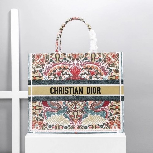 DIOR BOOK TOTE Latte Multicolore Dior Zodiac Broderie M1286Z-2