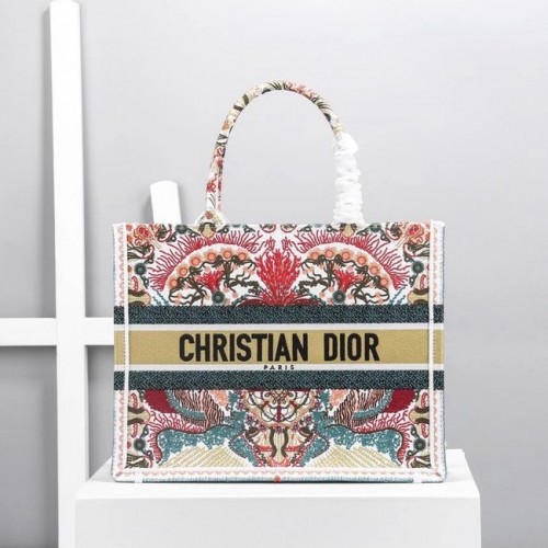 DIOR BOOK TOTE Latte Multicolore Dior Zodiac Broderie M1287Z-1