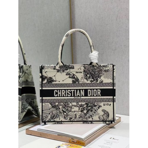 DIOR BOOK TOTE Latte Multicolore Dior Zodiac Broderie M1296ZR