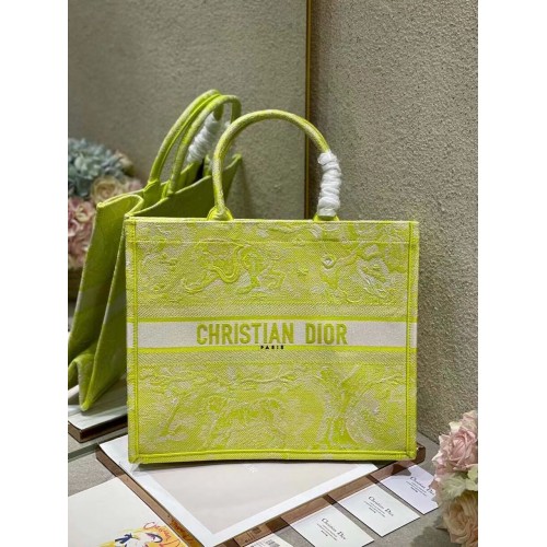 DIOR BOOK TOTE Citron vert Toile de Jouy Broderie inversée M1286ZR