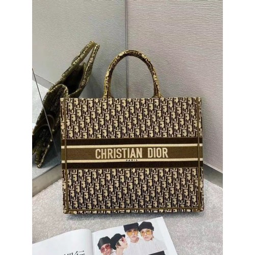 DIOR BOOK TOTE Oblique Velours Brodé M1297ZW Marron