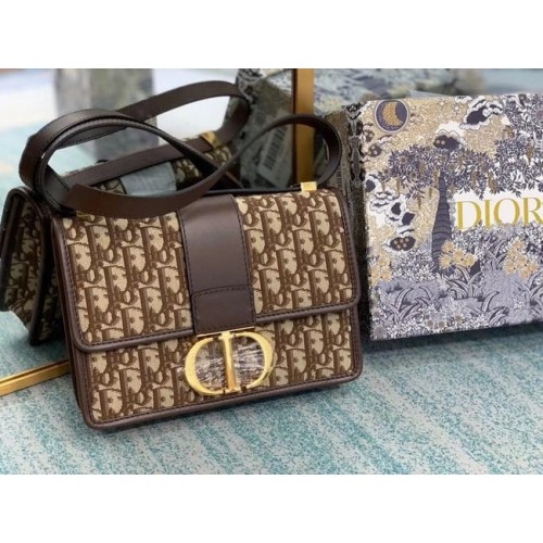 DIOR BOOK TOTE SMALL Oblique Brodé M1296ZW Marron