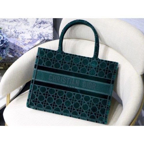 DIOR BOOK TOTE Velours brodé Cannage vert M1287Z