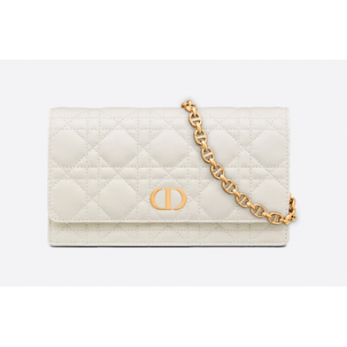 POCHETTE CEINTURE DIOR CARO AVEC CHAÎNE Cuir de veau souple Cannage Latte S5091UW