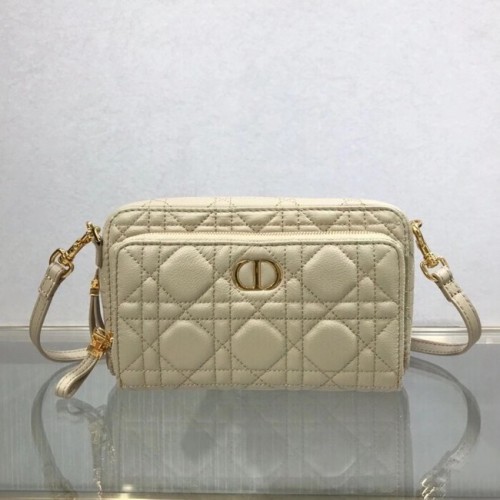 DIOR CARO DOUBLE POCHETTE Cuir de veau souple Cannage S5037U Beige