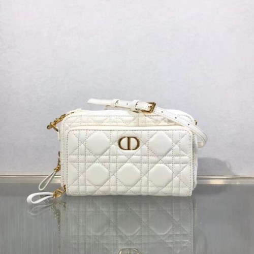 DIOR CARO DOUBLE POCHETTE Cuir de veau souple Cannage S5037U blanc