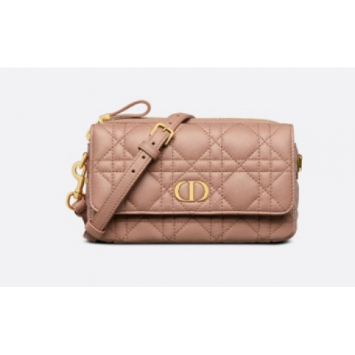 POCHETTE DIOR CARO AVEC CHAÎNE Cuir de veau souple Cannage S5125UWH Blush