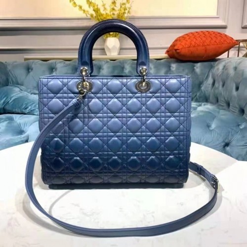 SAC DIOR LADY Agneau Cannage Bleu Dégradé M0567 Bleu