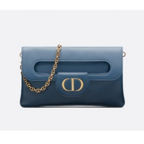 DIOR SAC DIORDOUBLE MEDIUM Cuir de veau dégradé M8641U Bleu indigo