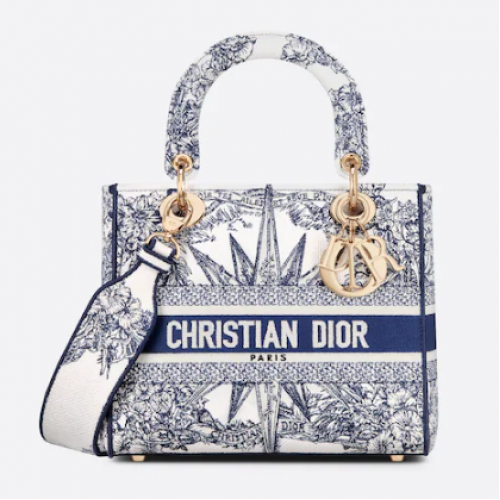 SAC DIOR MEDIUM LADY D-LITE Bleu Multicolore Re ve dInfini Broderie M0565O