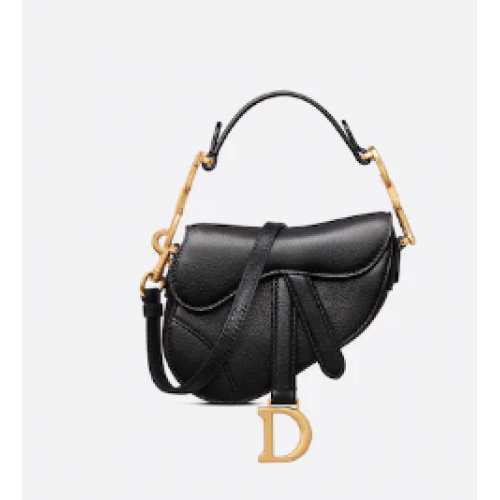 DIOR MICRO SAC DE SELLE Cuir de chèvre antique S5685CC noir