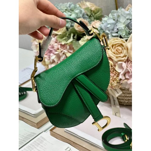 DIOR MICRO SAC DE SELLE Cuir de chèvre antique S5685CC vert