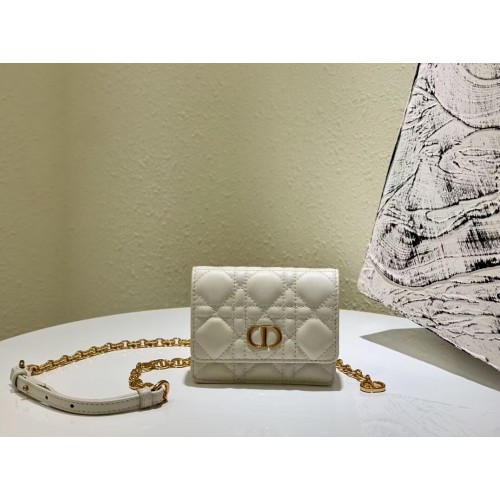 DIOR MINI BOBBY BAG Cuir d'agneau Cannage dégradé C0952 blanc