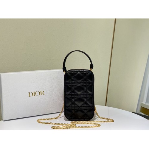 DIOR MINI BOBBY BAG Cuir d'agneau Cannage dégradé C0955 noir