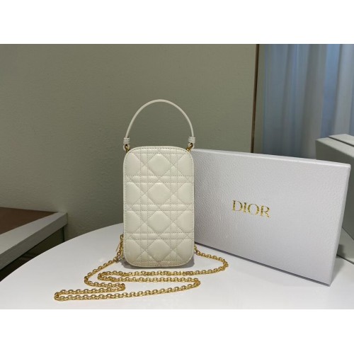 DIOR MINI BOBBY BAG Cuir d'agneau Cannage dégradé C0955 blanc
