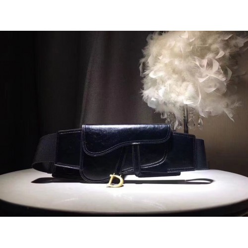 DIOR Original Sac ceinture selle en cuir M9021 Noir