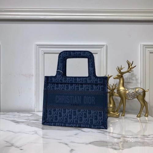 SAC TOTE DIOR EN TOILE BRODÉE C0195 Bleu