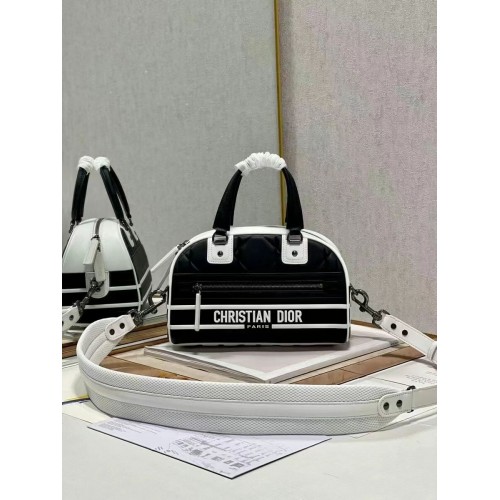 Sac fourre-tout moyen en cuir gaufré DIOR C9178A noir