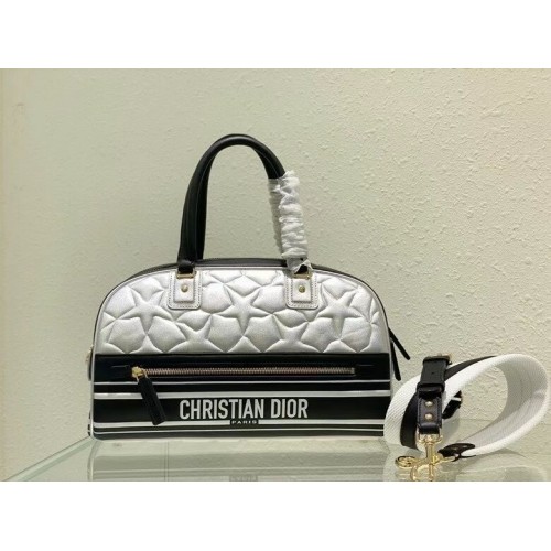 DIOR sac cabas moyen en cuir C9189 argent