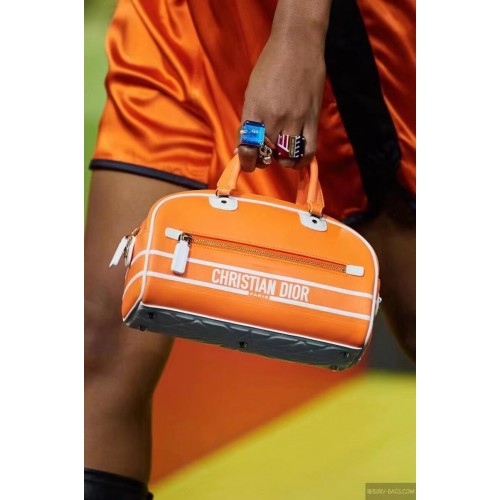 DIOR petit sac cabas en cuir gaufré C9201 orange