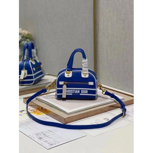 DIOR petit sac cabas en cuir C9201 bleu