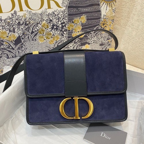 Dior SAC 30 MONTAIGNE Cuir de veau givré C9268 Bleu foncé