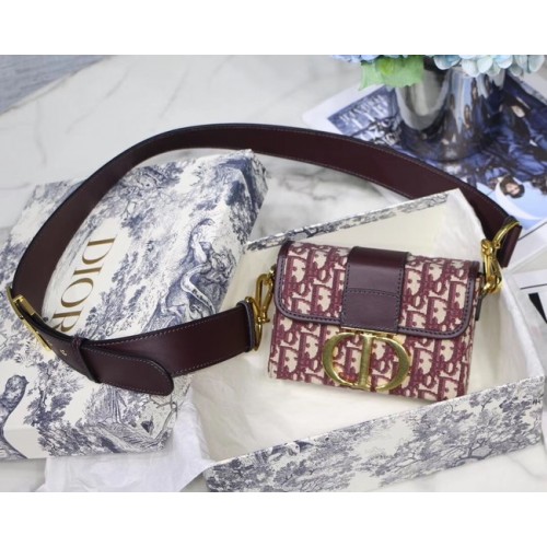 Dior 30 MONTAIGNE JACQUARD CANVAS BOX BAG M928 bordeaux