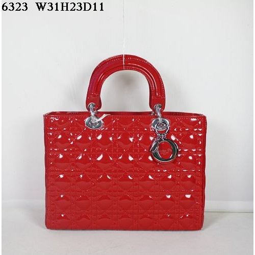 Christian Lady Dior Sac en cuir verni rouge 6323
