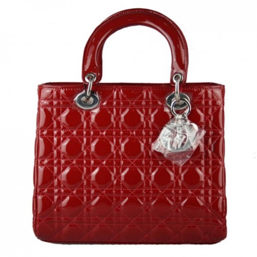 Christian Lady Dior Sac en cuir verni rouge 9928