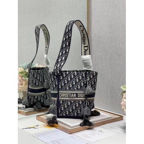 Sac seau brodé Dior Bubble Maple Leaf C1076 NOIR