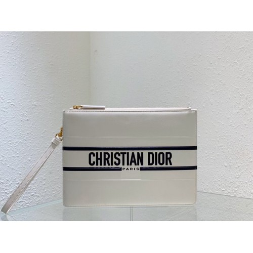 Sac à main Dior en cuir de veau C9181 blanc
