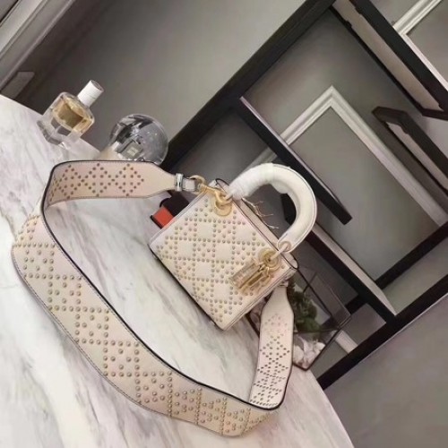 Sac Dior Cannage Nano Lady Original en cuir de mouton CD3890 blanc cassé