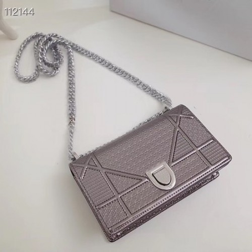 Dior DIORAMA sac chaîne en cuir S0328 Gris argent
