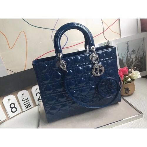 Dior GRAND SAC LADY DIOR EN CUIR D'AGNEAU CAL44560 bleu
